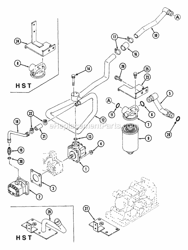 Hydraulic Line - Gear Drive Diagram and Parts List for 544-412D100, 546-412D100 Cub Cadet Lawn Tractor